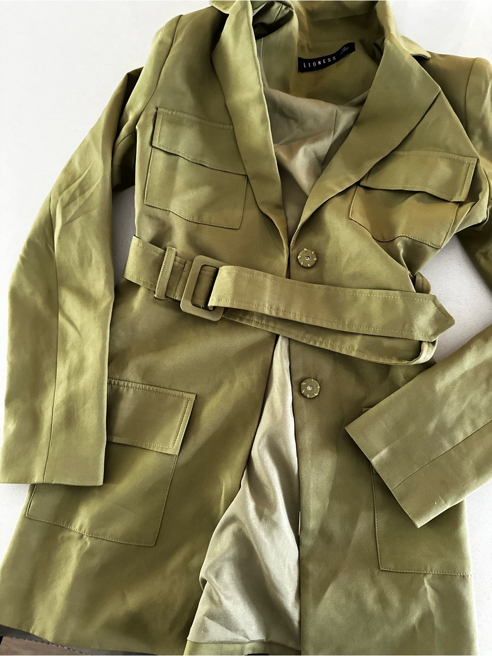 Lioness Olive Belted Trench Jacket